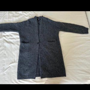 Uniqlo grey 100% wool long cardigan sweater